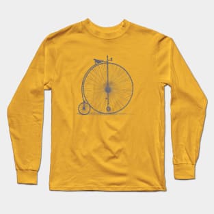 Penny-farthing bicycle in blue Long Sleeve T-Shirt